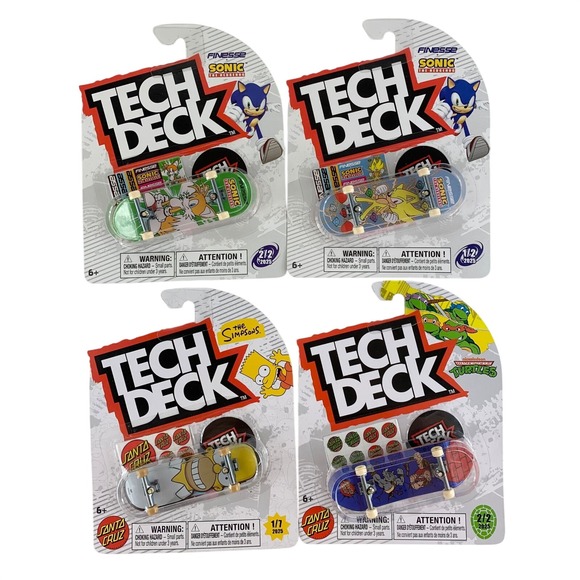 Tech Deck Other - Tech Deck Sonic The Hedgehog Simpsons TMNT Fingerboards Lot 4 Santa Cruz Finesse